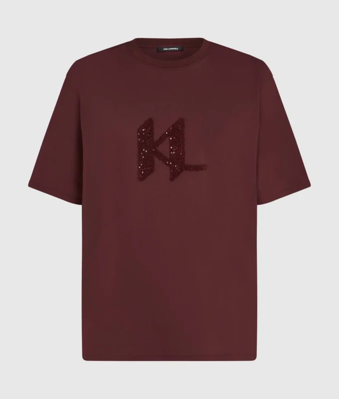 T-shirt met monogram van pailletten