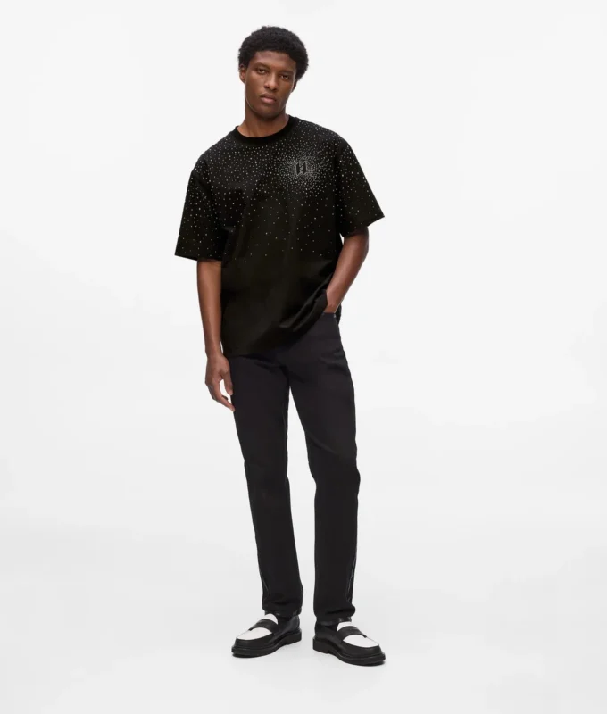 T-shirt met strass monogram