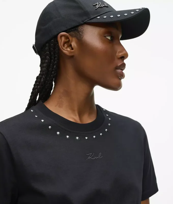 T-shirt met studs en logo