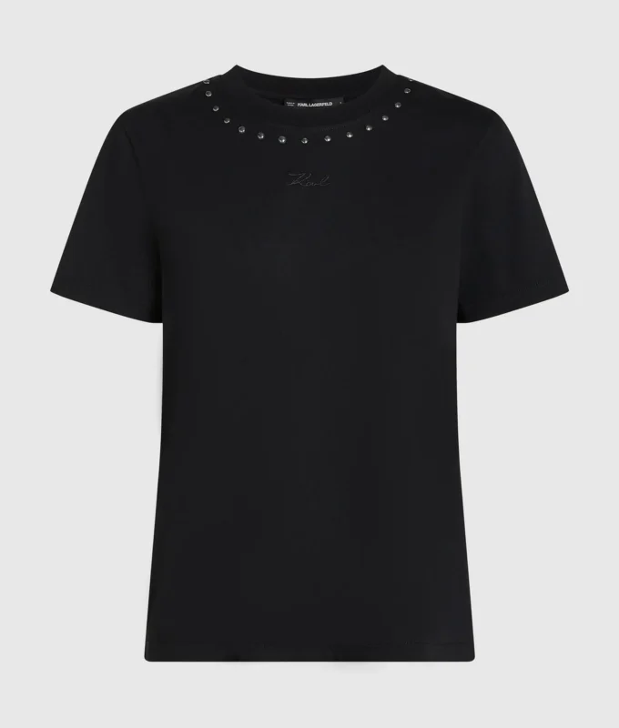 T-shirt met studs en logo