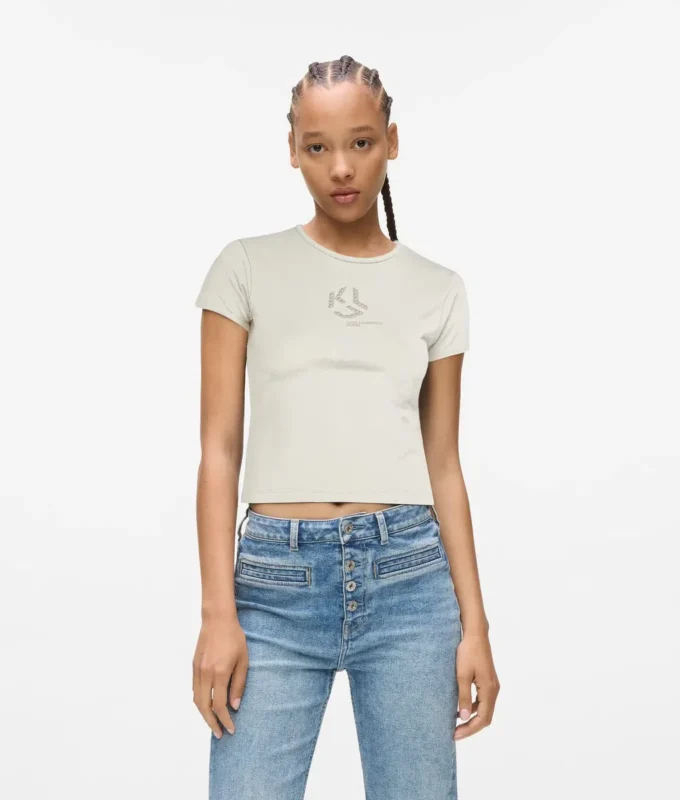 T-shirt met studs en monogram