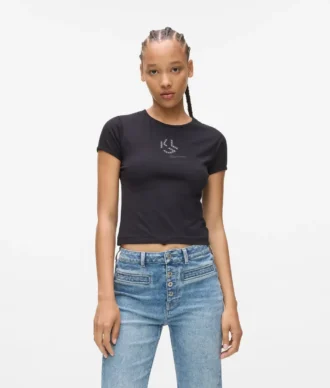 T-shirt met studs en monogram