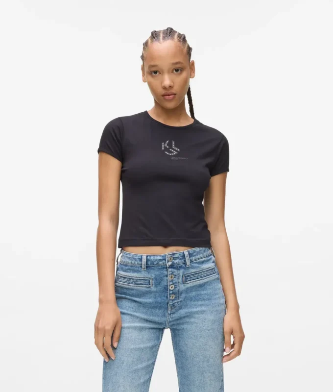 T-shirt met studs en monogram