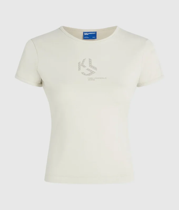 T-shirt met studs en monogram