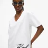 T-shirt met V-hals en kenmerkende zoom