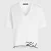 T-shirt met V-hals en kenmerkende zoom