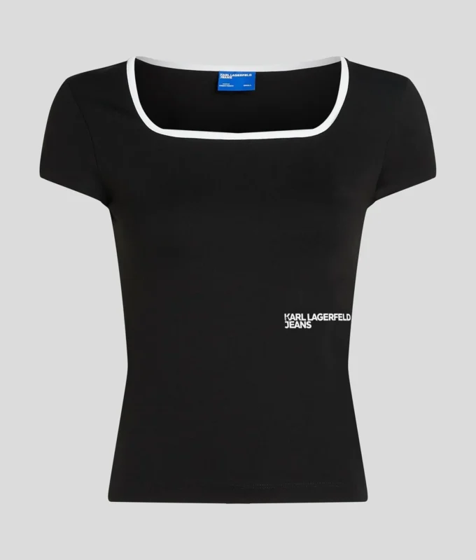 T-SHIRT MET VIERKANTE HALS