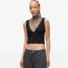 Top met V-hals en strass-mesh
