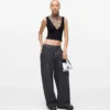 Top met V-hals en strass-mesh