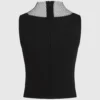 Top met V-hals en strass-mesh