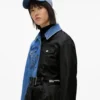 Trenchcoat met denim panelen