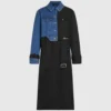 Trenchcoat met denim panelen