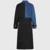 Trenchcoat met denim panelen