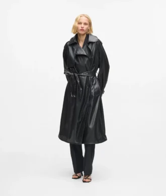 Trenchcoat van geperforeerd kunstleer