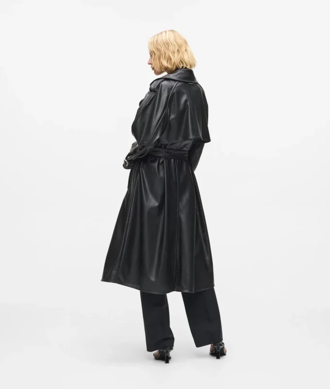 Trenchcoat van geperforeerd kunstleer