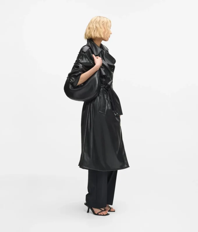 Trenchcoat van geperforeerd kunstleer