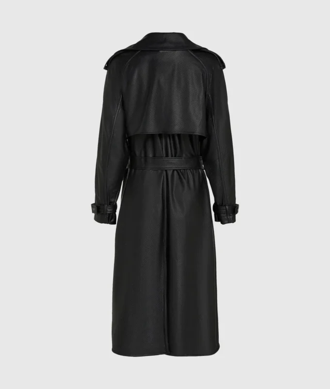 Trenchcoat van geperforeerd kunstleer
