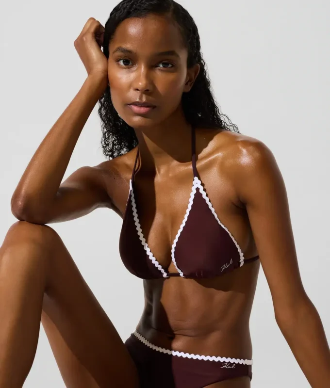 Triangelbikinitop met geschulpte rand