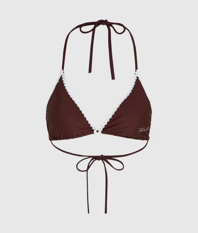 Triangelbikinitop met geschulpte rand