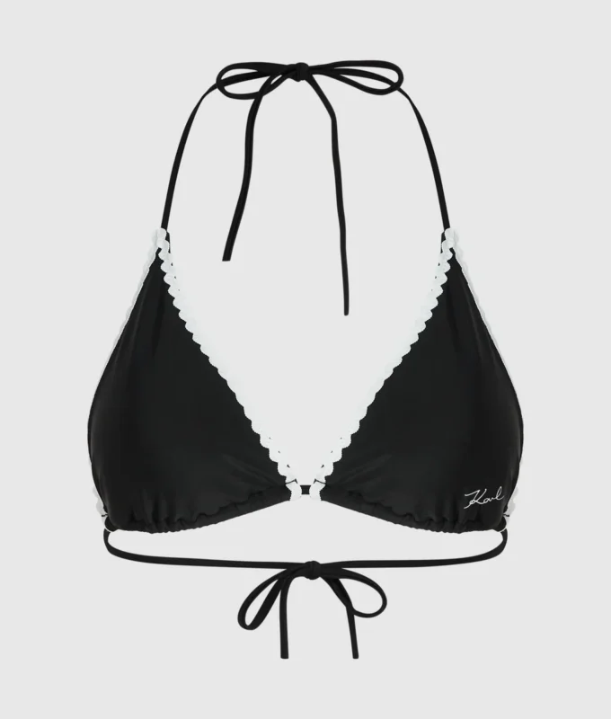 Triangelbikinitop met geschulpte rand