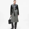 Tweed en imitatieleer jas