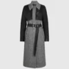 Tweed en imitatieleer jas