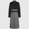 Tweed en imitatieleer jas