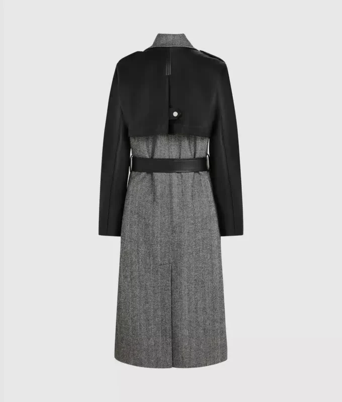 Tweed en imitatieleer jas