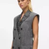 Tweed gilet met paillettenrevers