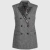Tweed gilet met paillettenrevers