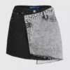 Tweekleurige denim minirok