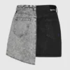 Tweekleurige denim minirok