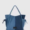 Tweekleurige denim shopper