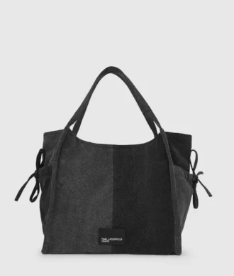 Tweekleurige denim shopper