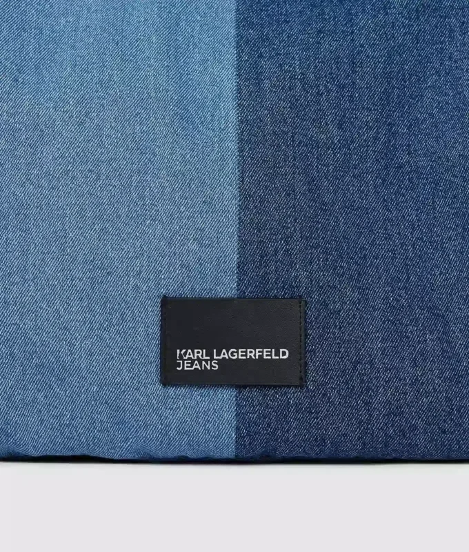 Tweekleurige denim shopper
