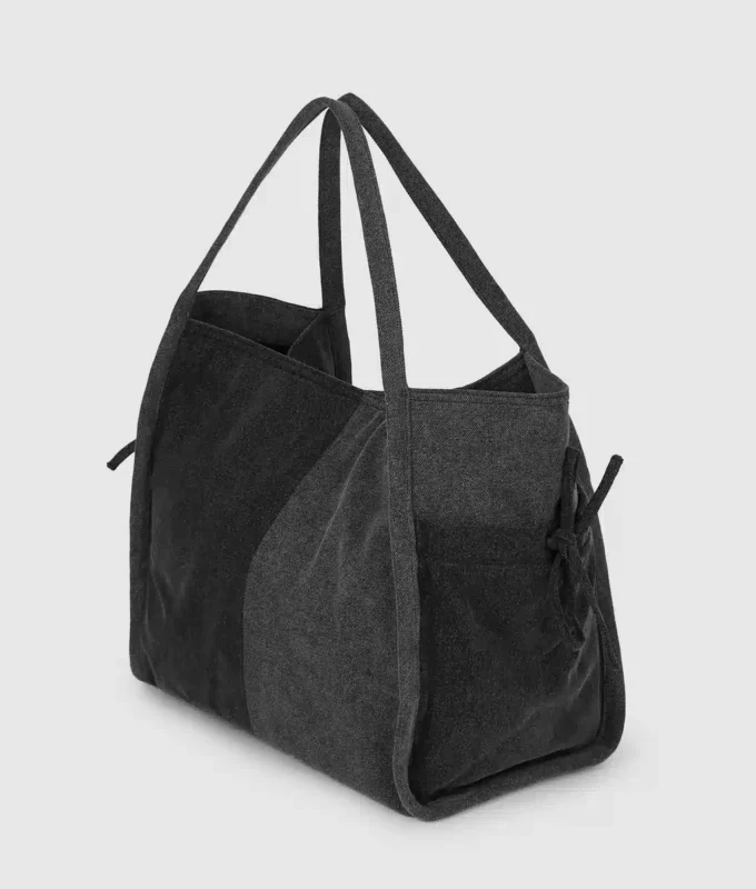 Tweekleurige denim shopper