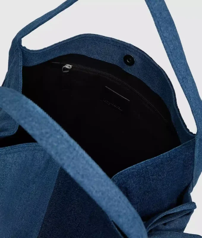 Tweekleurige denim shopper