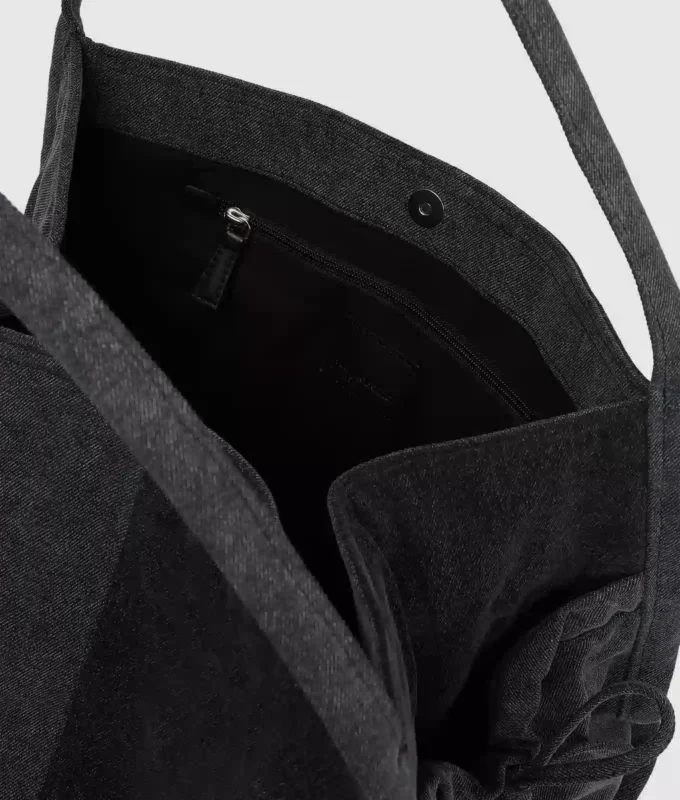 Tweekleurige denim shopper