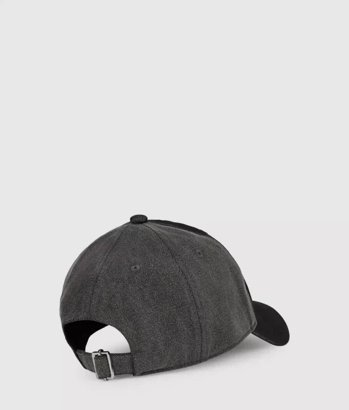 Tweekleurige donkere denim pet
