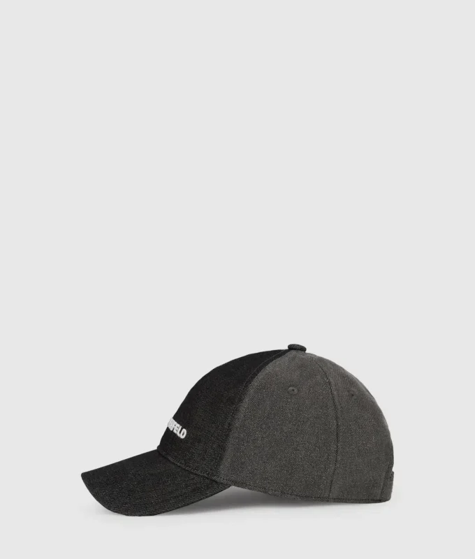Tweekleurige donkere denim pet