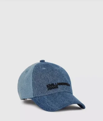 Tweekleurige lichte denim pet