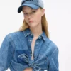 Tweekleurige lichte denim pet
