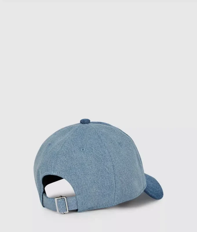 Tweekleurige lichte denim pet