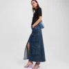 UTILITY DENIM MAXI-ROK