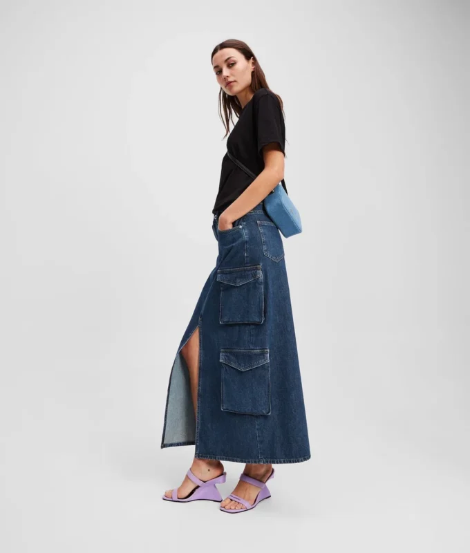 UTILITY DENIM MAXI-ROK