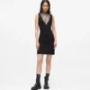 V-halsjurk met strass-mesh