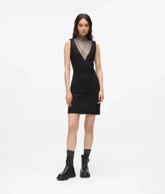 V-halsjurk met strass-mesh
