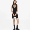 V-halsjurk met strass-mesh