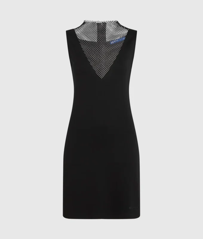 V-halsjurk met strass-mesh