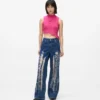 Versleten relaxed jeans met middelhoge taille